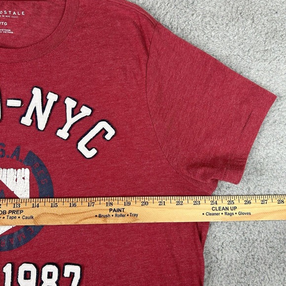 Aeropostale Shirt Men Size XL Red Aero NYC USA Est 1987 Short Sleeve Crew Neck - Picture 4 of 12